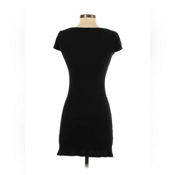 Reformation Elegant Black Ribbed stretchy Dress - Picture 2 of 3